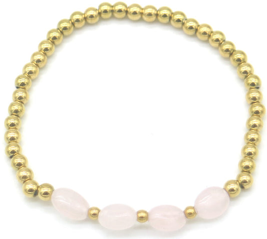 Kralenambandje Zoë - Goud armbandje lichtroze stenen - Stainless Steel