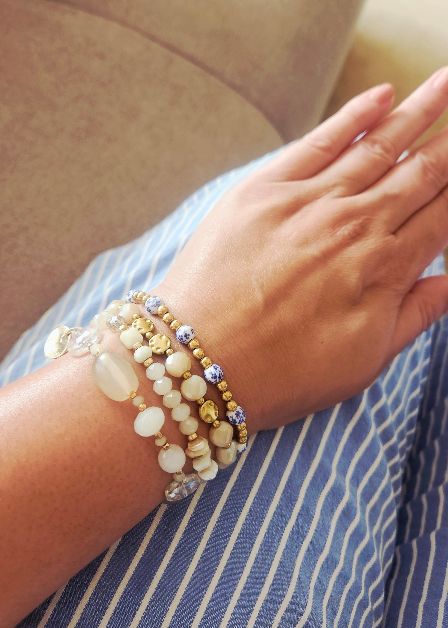 Armbandensetje Biba kralenarmbandjes beige