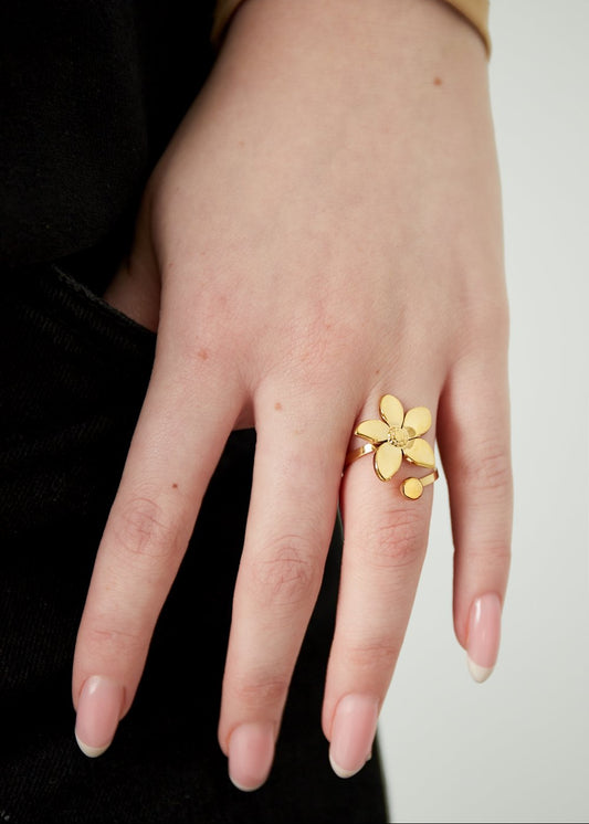 Bloemenring goud verstelbaar blossom