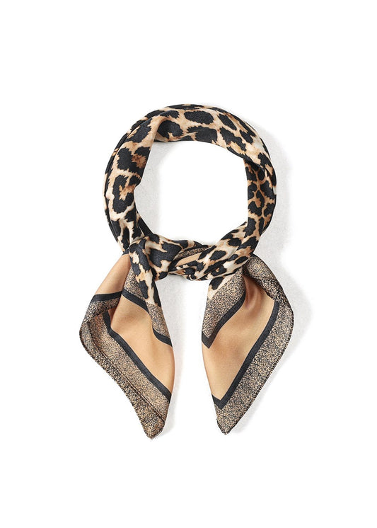 Bruin glanzend sjaaltje luipaardpatroon summer scarf