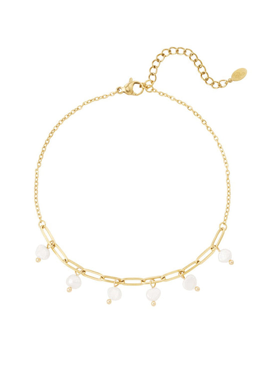 Enkelbandje goud bedeltjes pareltjes rvs