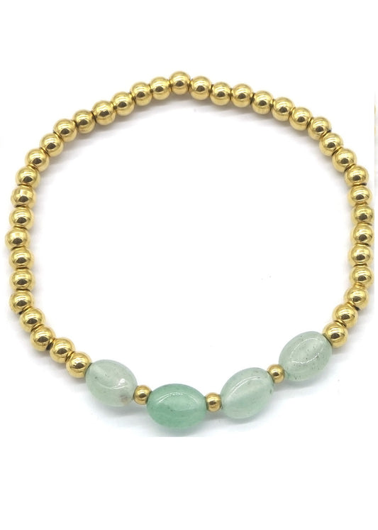 Goud kralenarmbandje turquoise stenen