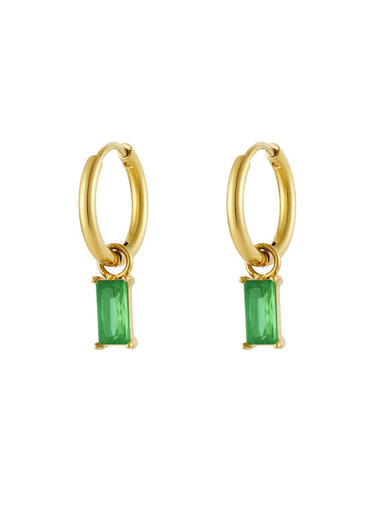 Luxe oorringen jade goud met groene steentjes