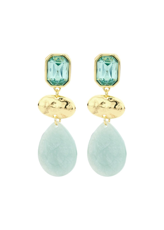 Oorhangers Biba turquoise lichtblauw druppelvormige stenen