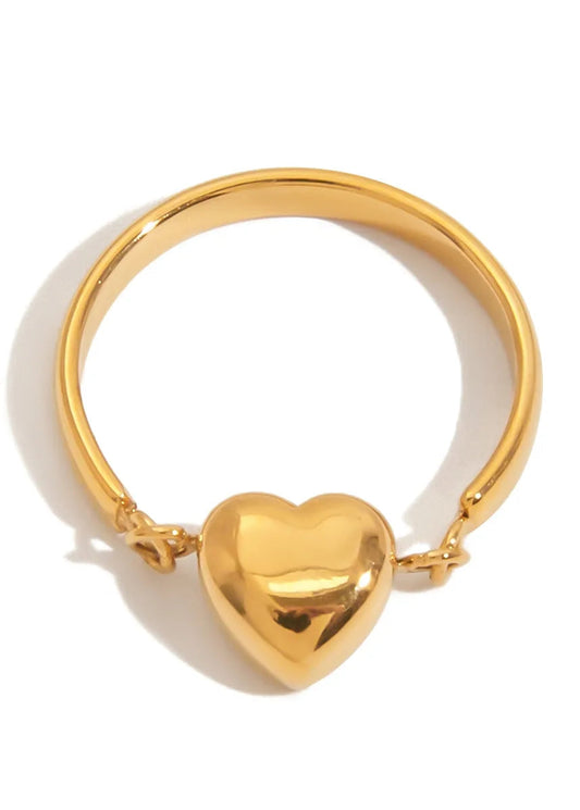 Ring RVS goud hartje
