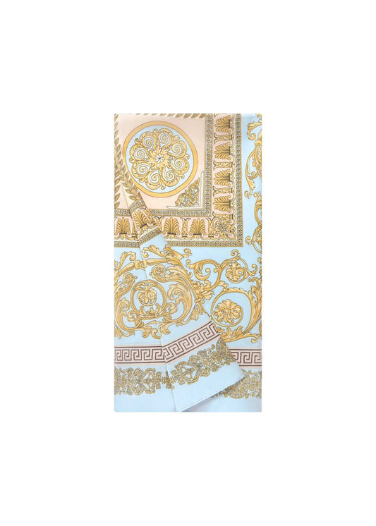Zomersjaaltje bandana goud lichtblauw by anoor