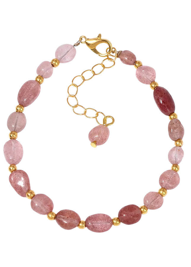 Aardbeienkwarts armband natuurstenen