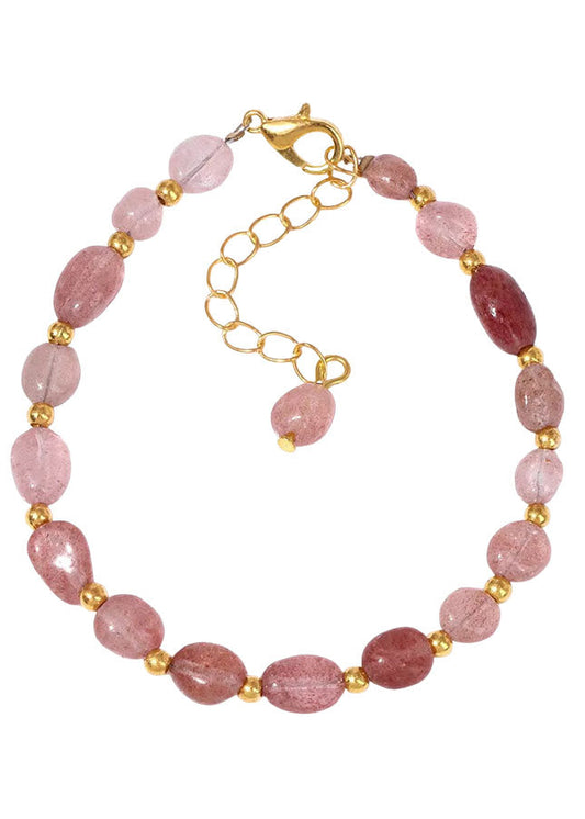 Aardbeienkwarts armband natuurstenen