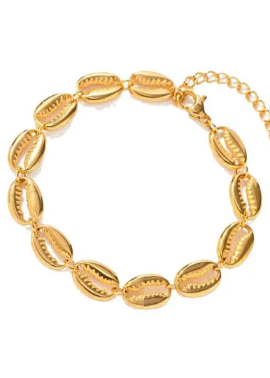 Armbandje met schelpjes goud rvs