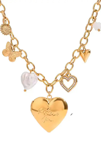 Bedelketting medaillon foto rvs goud