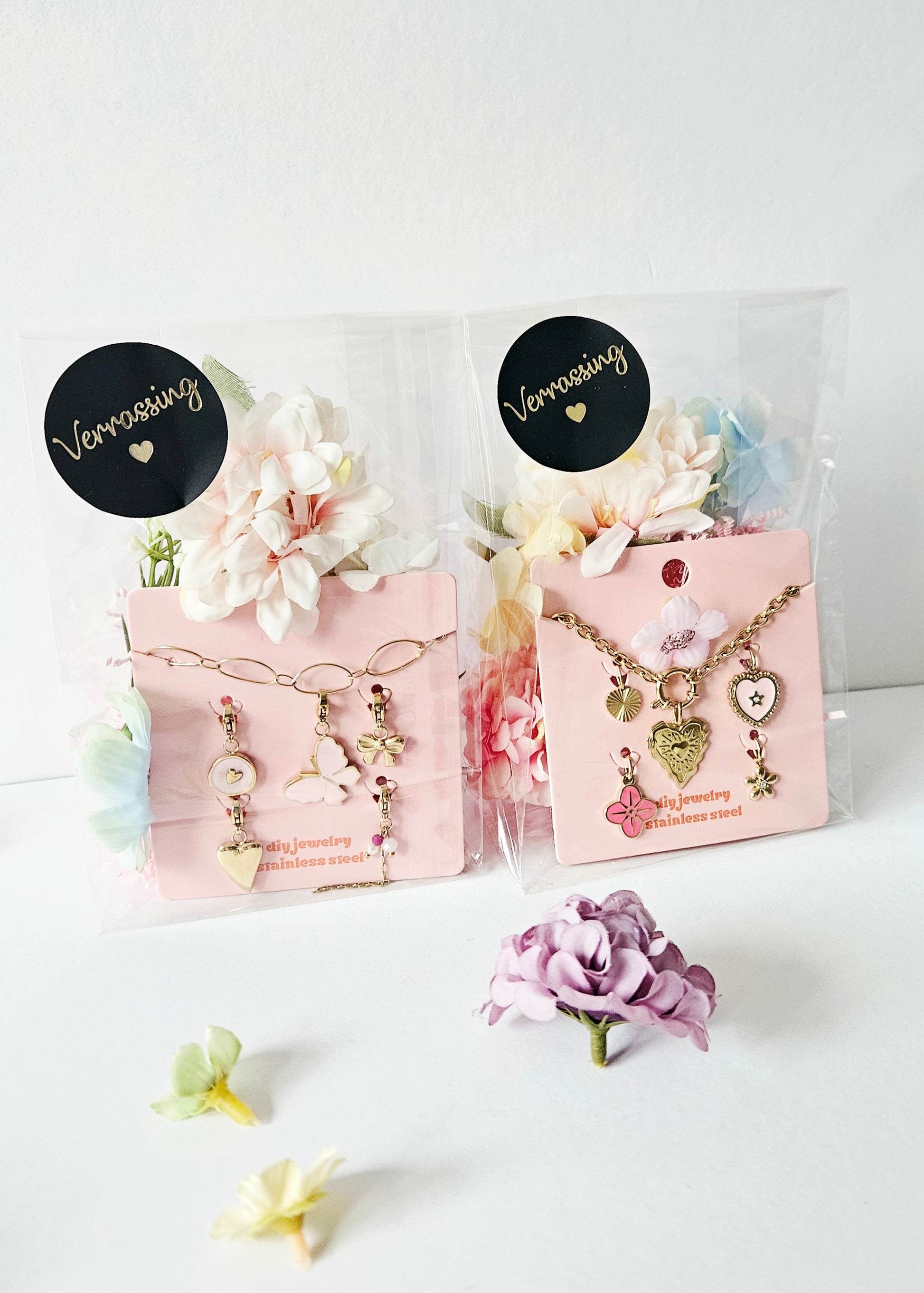 DIY gouden armbandjes vlinder en hartjes