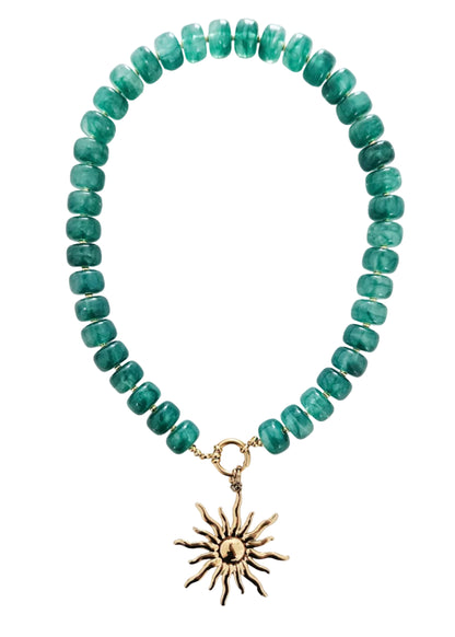 Handgemaakte kralen ketting groen turquoi