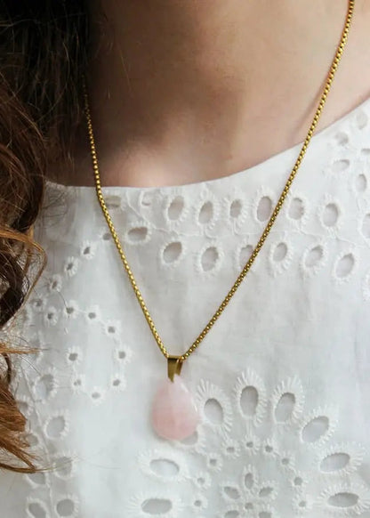 Ketting goud rvs met rozenkwarts
