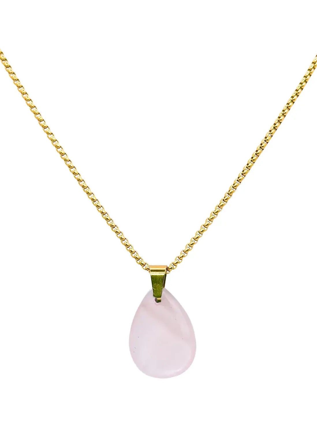 Ketting met rozenkwarts steen bedel