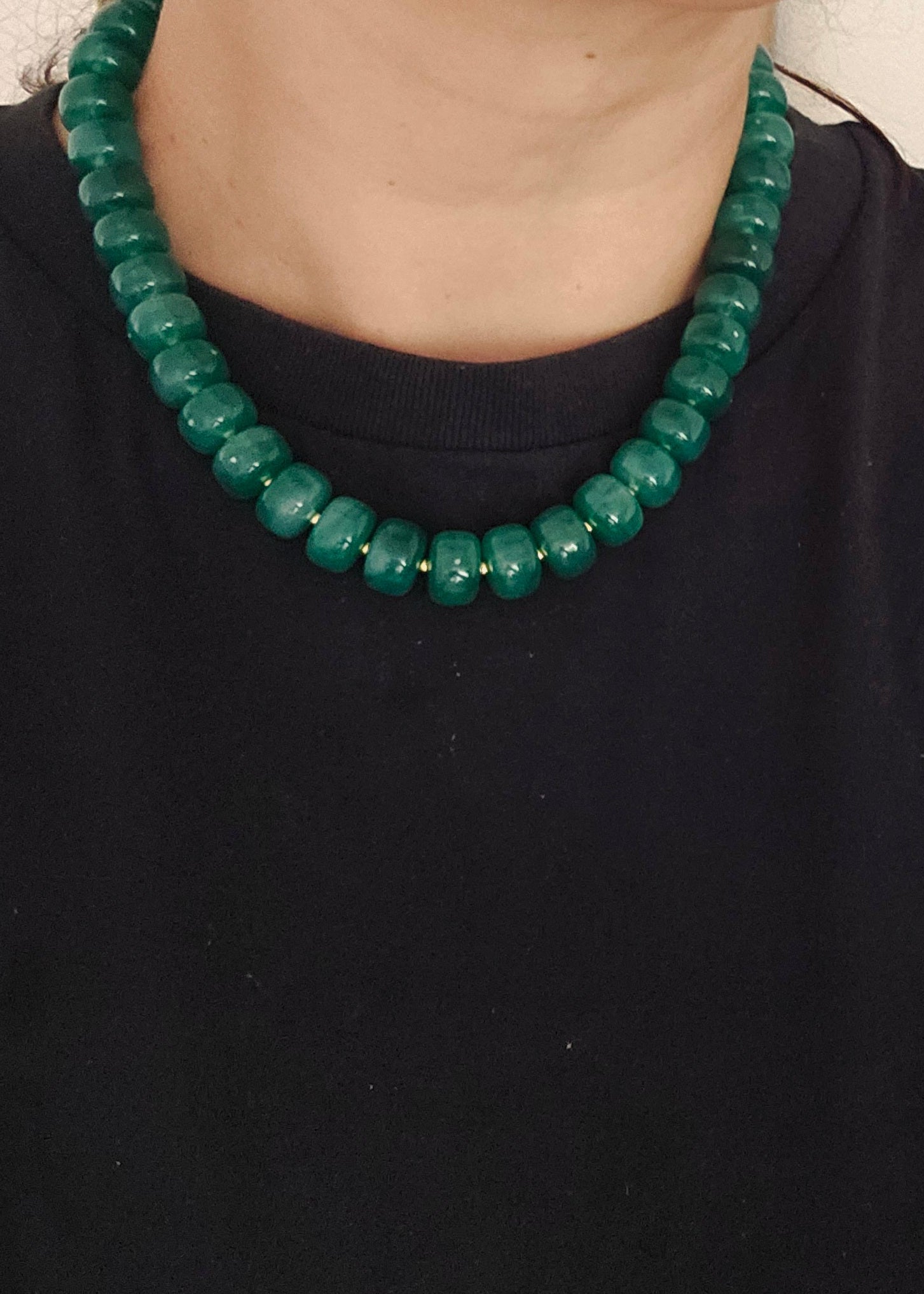 Kralenketting met groene ronde kralen handmade by anoor
