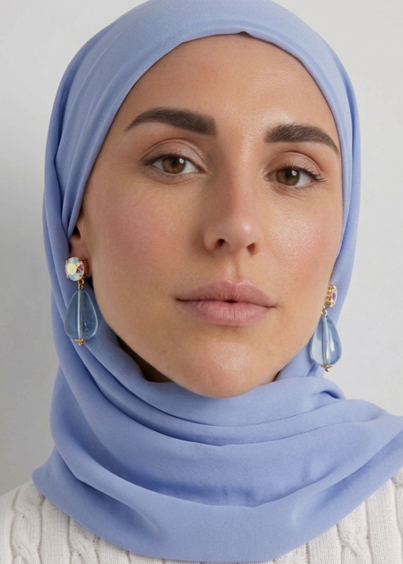 Luxe oorhangers Mavi met ichtblauwe stenen