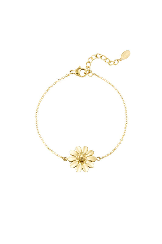 Armband Daisy - Gouden armbandje met bloem - Stainless Steel