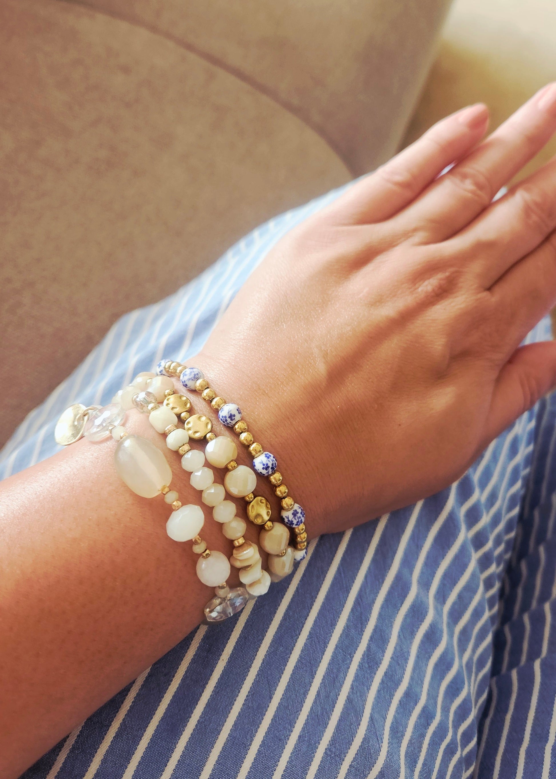 Armbandensetje Biba kralenarmbandjes beige