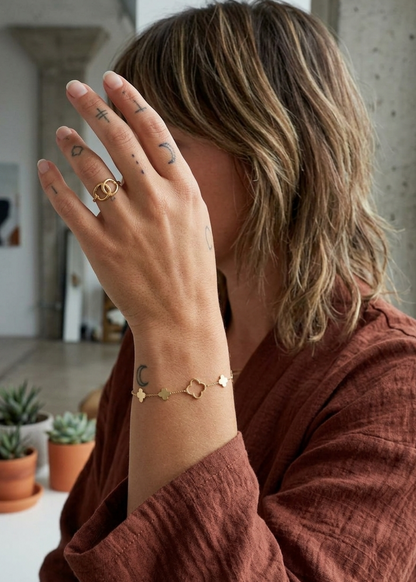 Armbandje goud klavertjes rvs clovers