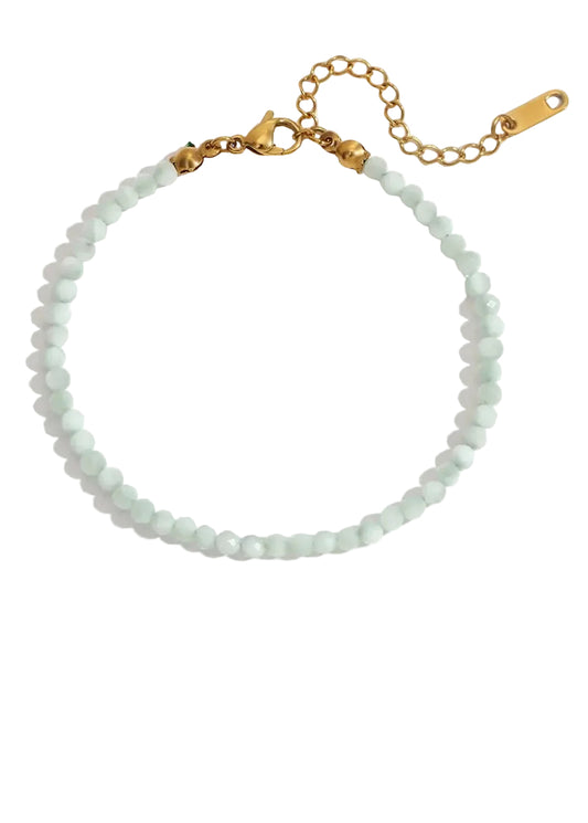 Armbandje natuursteen lichtblauw kralenarmbandje ocean jasper