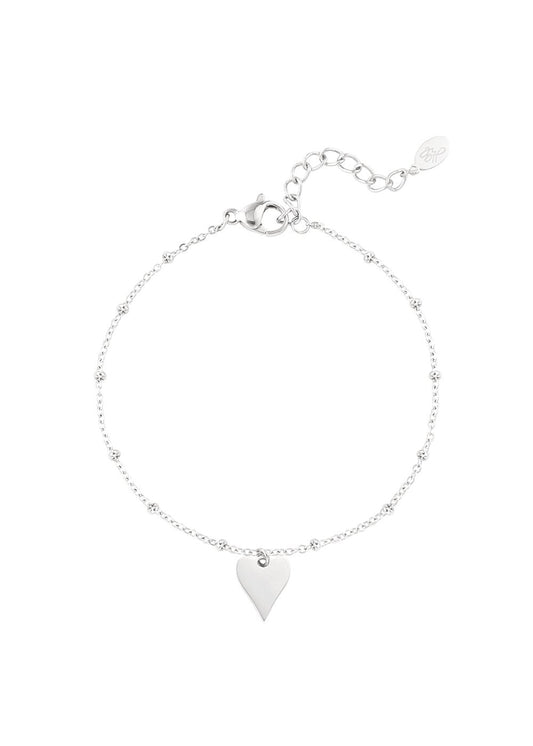 Armbandje rvs zilver met bedeltje van een hartje