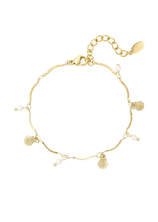 Armbandje zomer beach vibes goud schelpjes