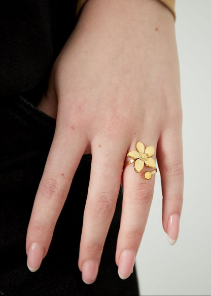 Bloemenring goud verstelbaar blossom