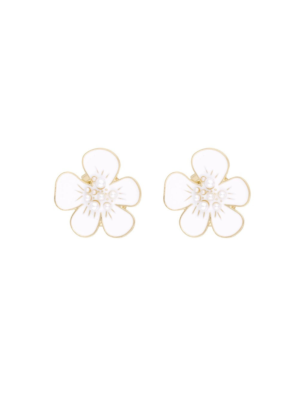 Button covers witte bloemen met parels