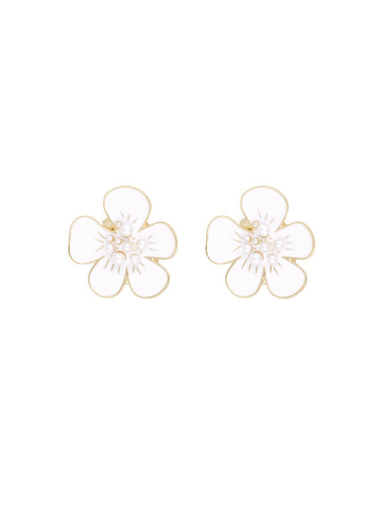 Button covers witte bloemen met parels