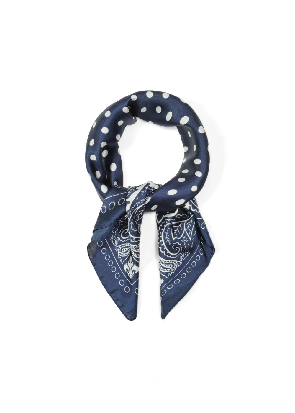 Donkerblauw sjaaltje retro paisley patroon polka dots