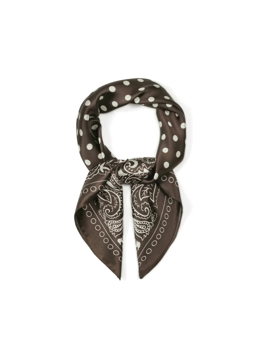 Donkerbruin vierkant sjaaltje polka dots retro patroon