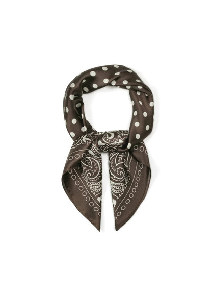 Donkerbruin vierkant sjaaltje polka dots retro patroon