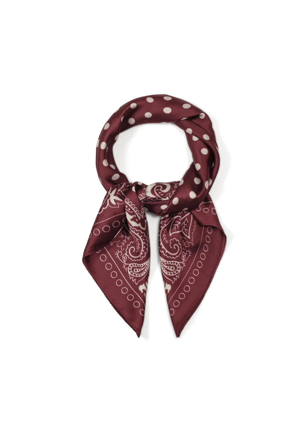 Donkerrood sjaaltje polka dots retro paisley vierkant