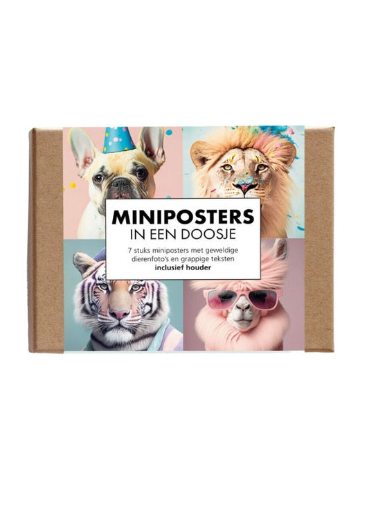 Doosje-zeven-posters-dieren-vrolijke-kaarten