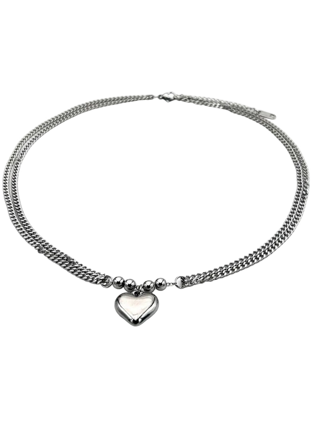 Dubebel zilveren dikke ketting charm hart