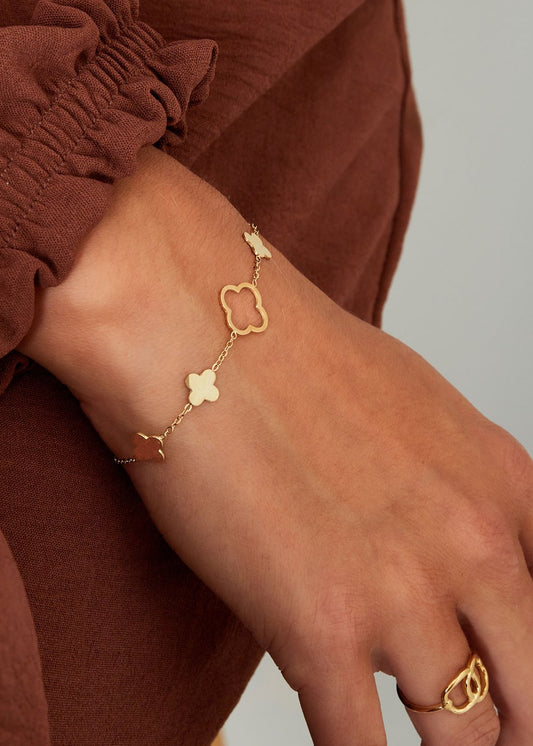 Dunne gouden armbandjes clovers klavers