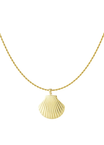 Gedraaide ketting goud grote schelp waterproof