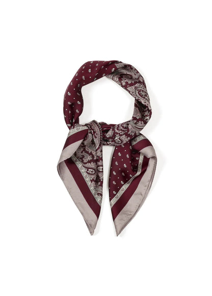 Glanzend sjaaltje vierkant donkerrood burgundy paisley