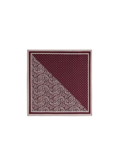 Glanzend sjaaltje vierkant donkerrood paisleypatroon burgundy herfstkleuren