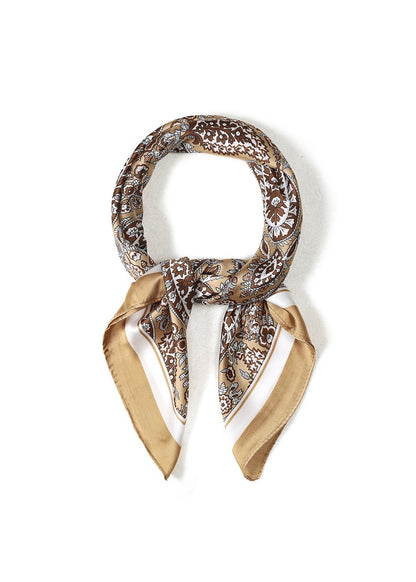 Glanzend zomersjaaltje goud bruin paisley patroon