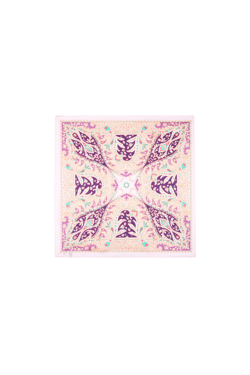 Sjaaltje Rosalie - Roze zomersjaaltje paars patroon - Bandana