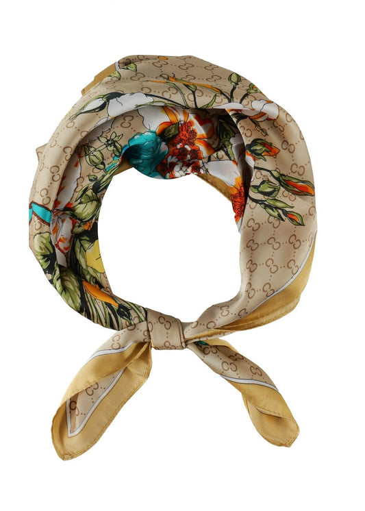 Goud zomersjaaltjes bloemenpatroon