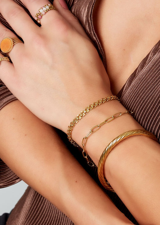 Gouden armbandjes stack RVS