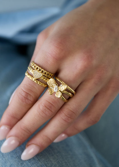 Gouden ring stack rvs stainless steel