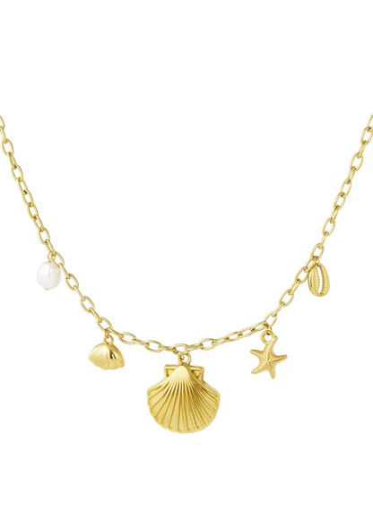 Gouden schakelketting schelpjes waterproof goud jewellery