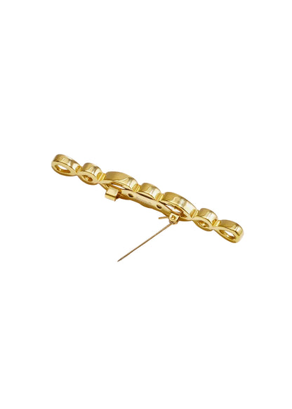 Gouden stainless steel smalle lange broche 