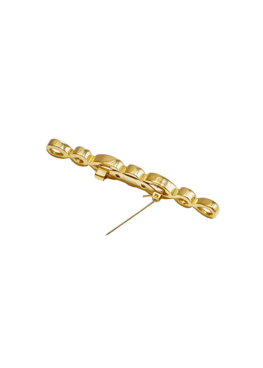 Gouden stainless steel smalle lange broche 
