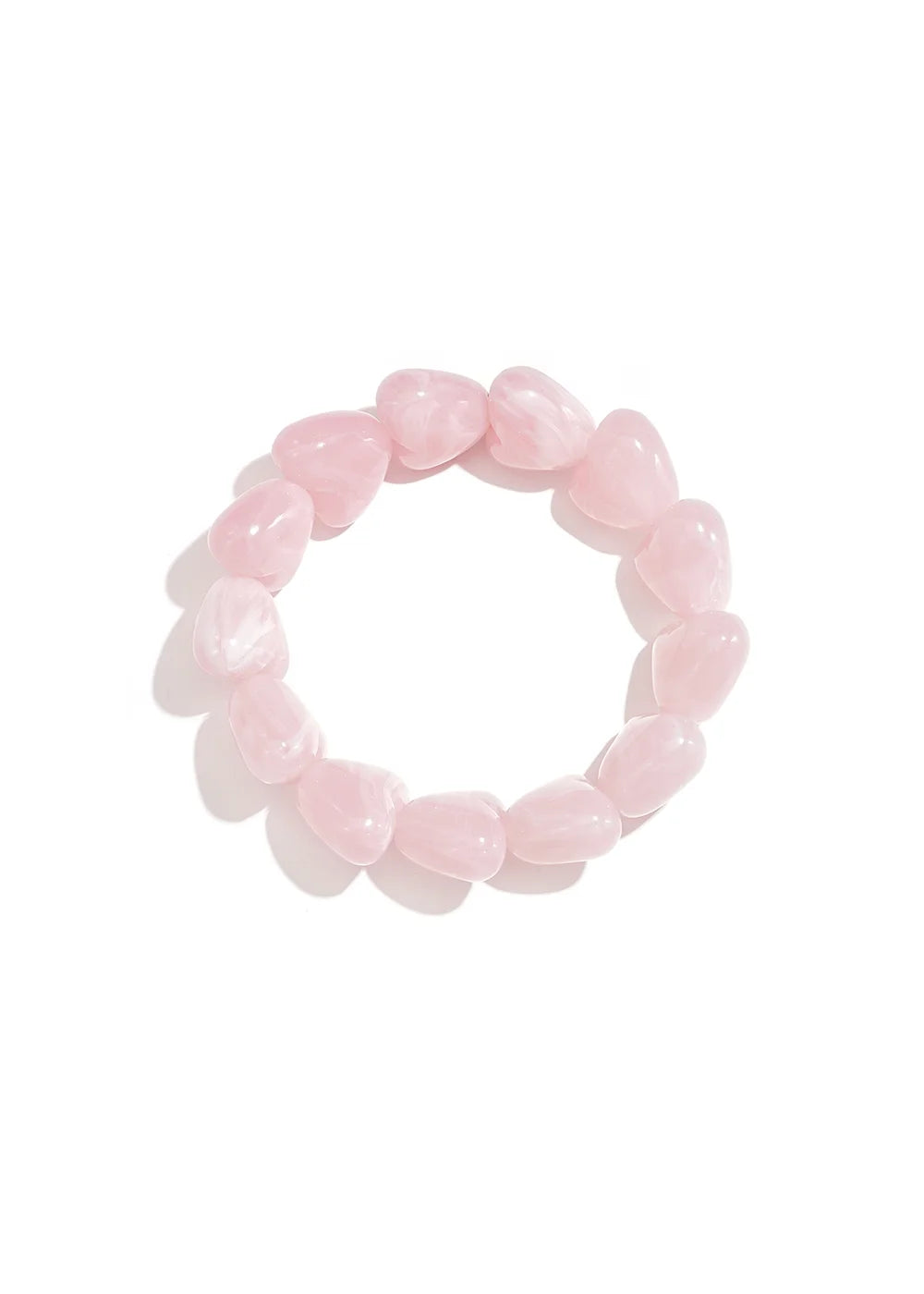 Grote kralenarmband lichtroze harten