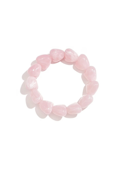 Grote kralenarmband lichtroze harten