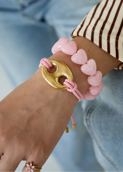 Grote kralenarmband lichtroze acryl kralen